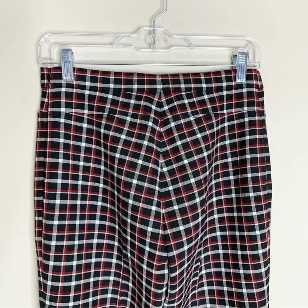 Akris Punto Francoise Slim Straight Pant (Sz 4) Glen Check Plaid Black Red - Picture 12 of 16